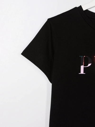 Shop Emilio Pucci Junior Logo-print Metallic T-shirt In Black