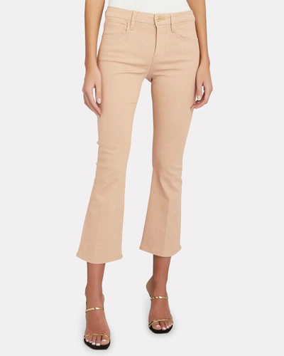 Shop Frame Le Crop Mini Boot Coated Jeans In Toasted Almond