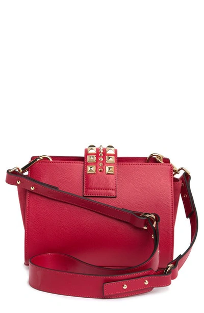 Shop Valentino By Mario Valentino Kiki Studded Leather Crossbody Bag In Lipstick Red