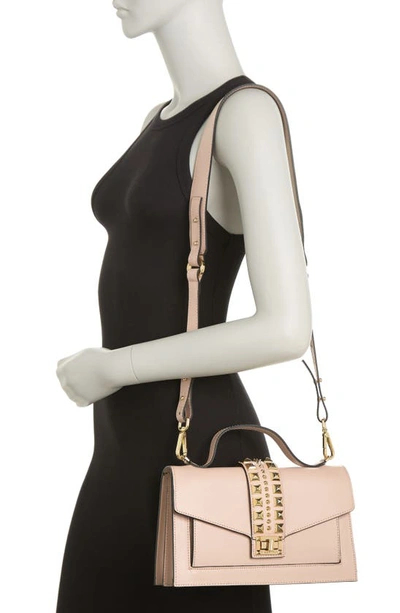 Shop Valentino By Mario Valentino Adrienne Studded Leather Top Handle Satchel In Nude