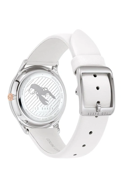 Ted Baker Belgravia Leather Strap Watch, 34mm In Silver/floral/white