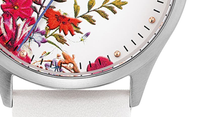 Ted Baker Belgravia Leather Strap Watch, 34mm In Silver/floral/white