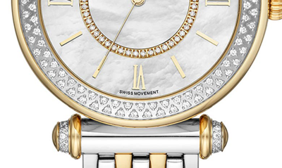 Shop Michele Caber Diamond Bracelet Watch, 35mm In Silver/ Mop/ Gold