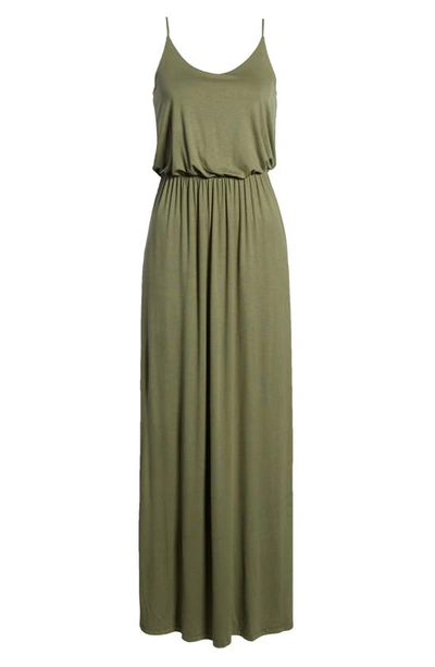 Shop Lush Knit Maxi Dress In Dark Olive