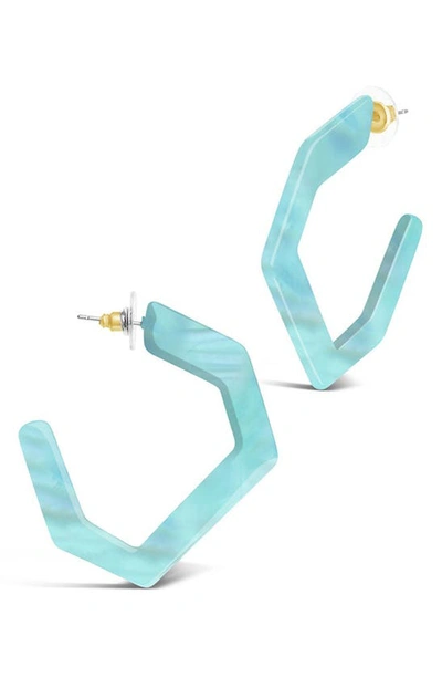 Sterling Forever Open Geometric Hoop Earrings In Sea Glass