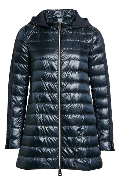 Shop Herno High/low Down Puffer Coat In Navy
