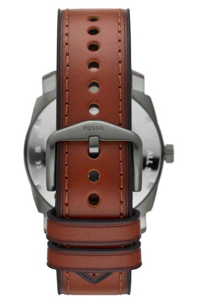 Shop Fossil Machine Leather Strap Watch, 42mm In Brown