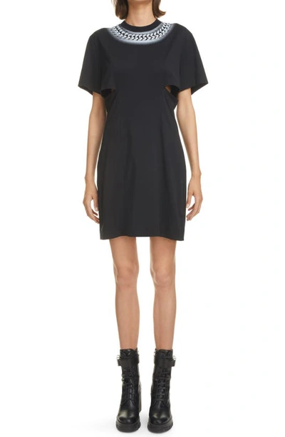 Shop Givenchy Chain Graphic Cutouts T-shirt Dress In Black