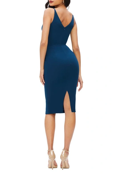Dress The Population Anita Crepe Cocktail Dress In Peacock Blue