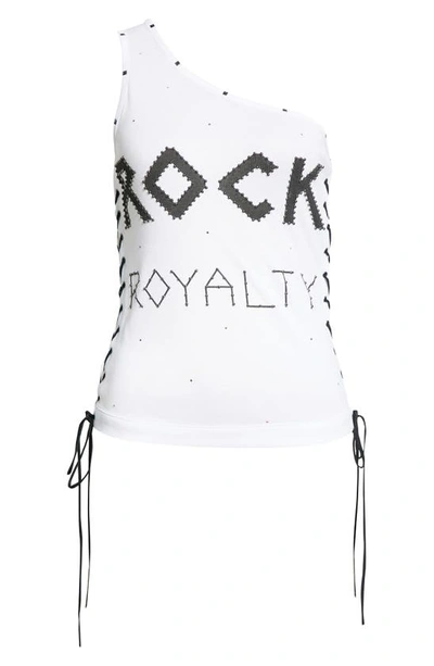 Shop Stella Mccartney Rock Royalty One-shoulder Graphic Tee In Pure White