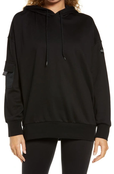 Shop Alo Yoga At Ease Hooded Sweatshirt In Black