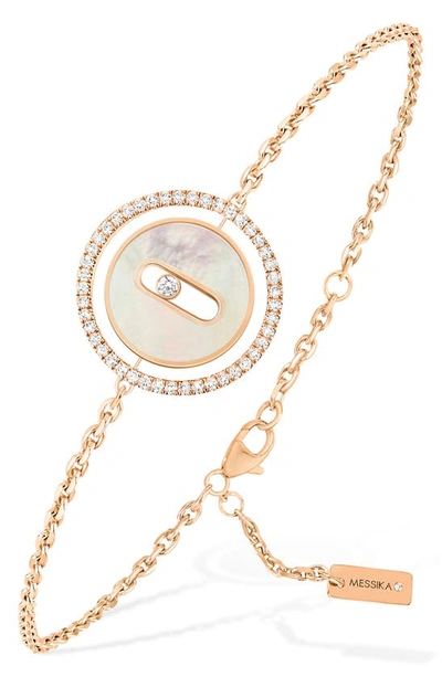 Messika Rose Gold, Diamond And Mother-of-pearl Lucky Move Bracelet In Pink Gold
