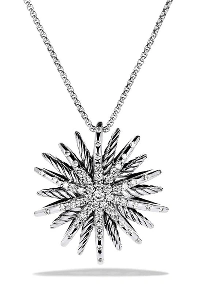 Shop David Yurman Starburst Medium Pendant With Diamonds On Chain