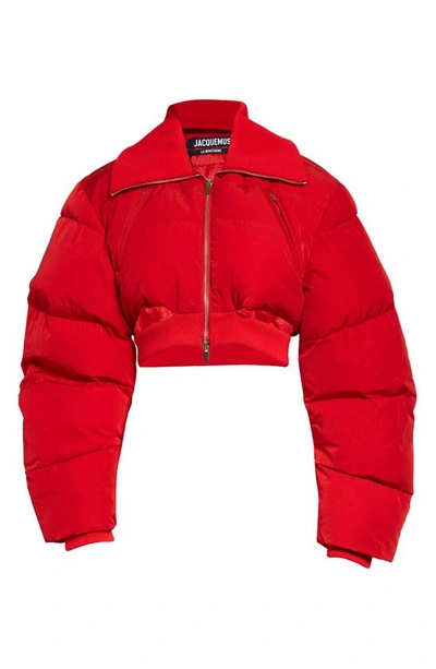 Shop Jacquemus La Doudoune Pralù Crop Puffer Jacket In Red