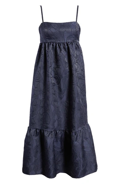 Topshop Floral Jacquard Sundress In Navy
