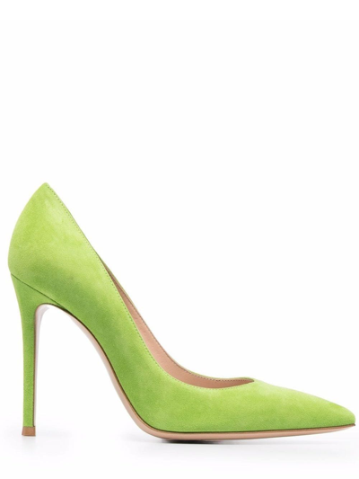 Shop Gianvito Rossi Green Pointed Pumps