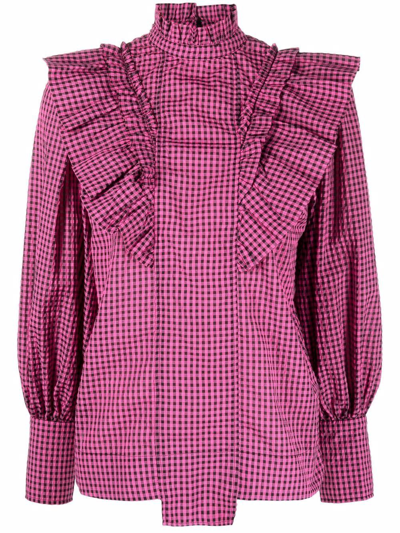 Shop Ganni Women's Pink Polyester Shirt