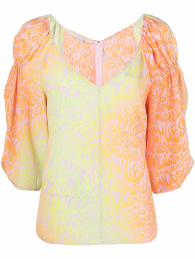 Shop Stella Mccartney Women's Orange Silk Blouse