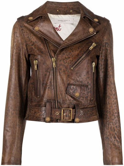 Shop Golden Goose Women's Brown Leather Outerwear Jacket