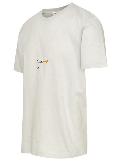Shop Saint Laurent Men's White Cotton T-shirt