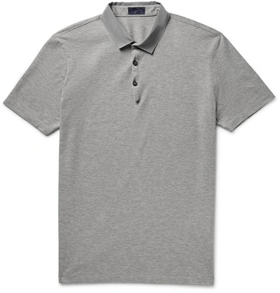 Shop Lanvin Slim-fit Grosgrain-trimmed Cotton-piqué Polo Shirt