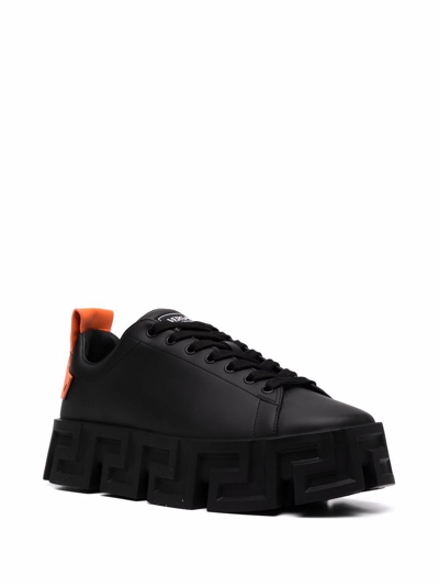 Shop Versace Men's Black Leather Sneakers