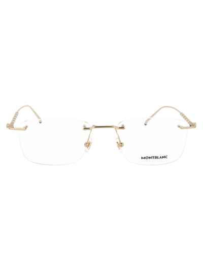Shop Montblanc Mb0215o Glasses In 001 Gold Gold Transparent