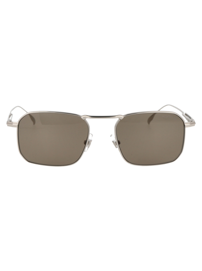 Shop Montblanc Mb0218s Sunglasses In 003 Silver Silver Brown