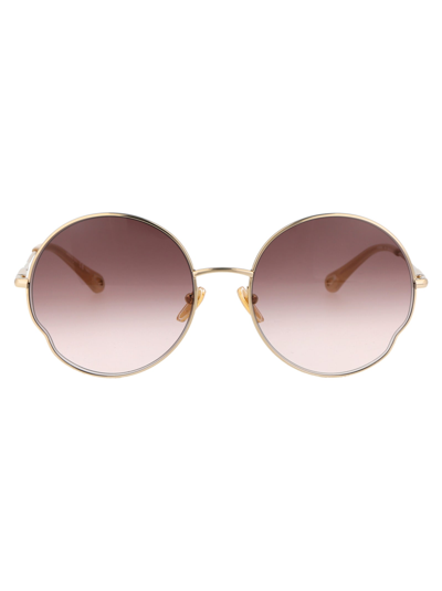 Shop Chloé Ch0095s Sunglasses In 005 Gold Gold Brown