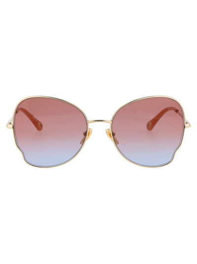 Shop Chloé Ch0094s Sunglasses In 002 Gold Gold Red