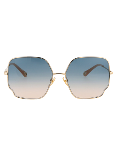 Shop Chloé Ch0092s Sunglasses In 003 Gold Gold Green