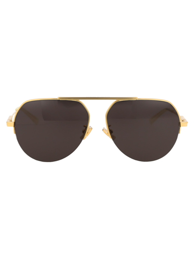 Shop Bottega Veneta Bv1150s Sunglasses In 008 Gold Gold Grey
