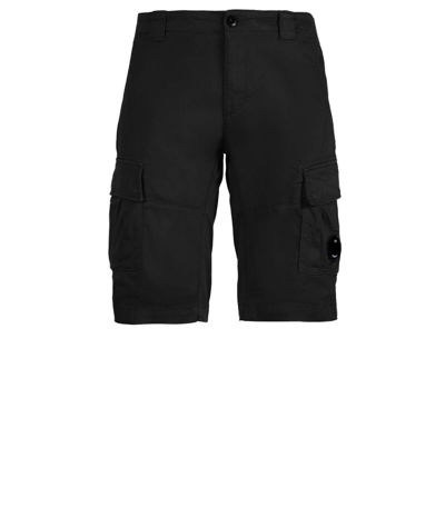 Shop C.p. Company Cargo Satin Stretch Black Bermuda Shorts In Nero