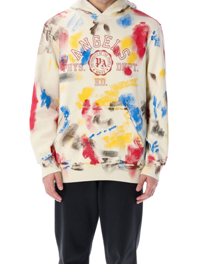 Shop Palm Angels Painted College Hoodie In White Multi