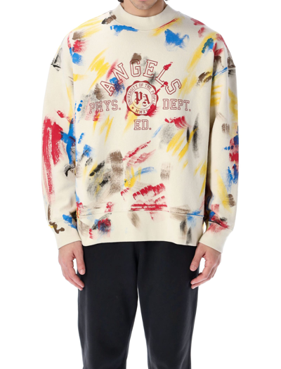 Shop Palm Angels Painted College Crewneck In White Multi