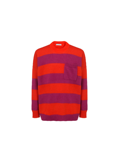 Shop Jw Anderson C-neck Knit In Pink/red