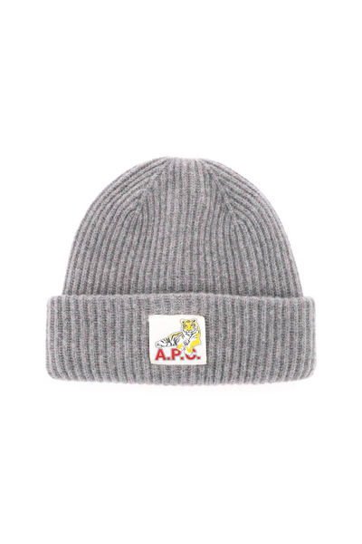 Shop Apc Chinese New Year Wool Beanie Hat In Gris Chine (grey)