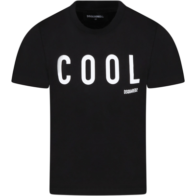 Shop Dsquared2 Black T-shirt For Kids With White Logo