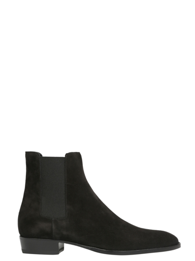 Shop Saint Laurent Wyatt Chelsea Boot In Black
