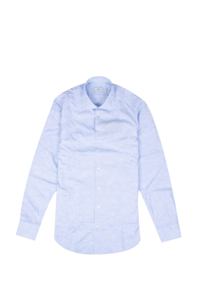 Shop Etro Cotton Shirt In Light Blue