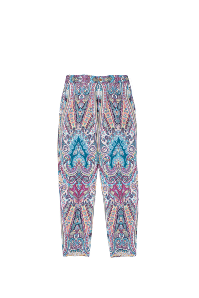 Shop Etro Linen Pants In Multicolor