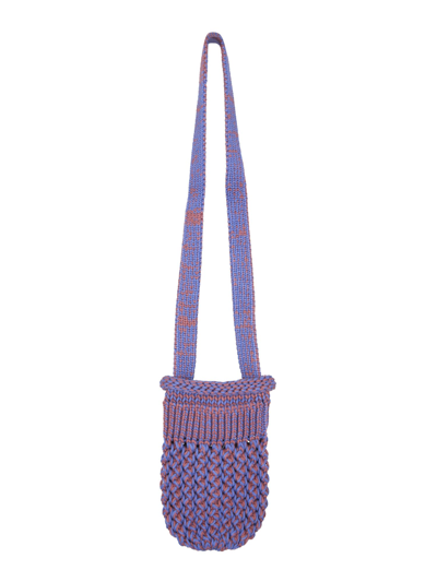 Shop Sunnei Knitted Bottle Holder In Blu