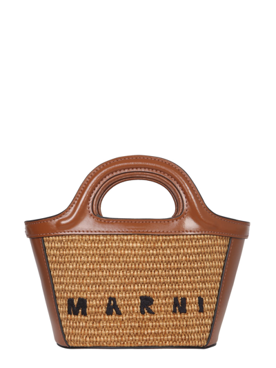 Shop Marni Micro Tropicalia Bag In Marrone
