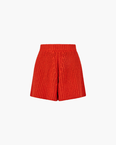 Alanui Palm Springs Orange Gloss Knit Shorts In 2121 Bright Orange