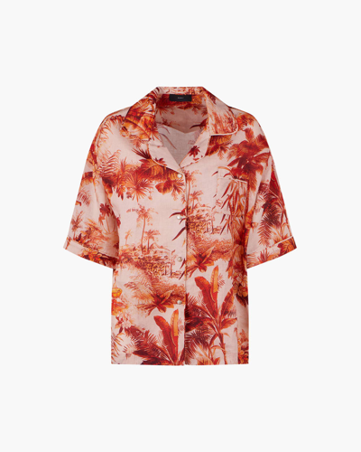 Shop Alanui Linen Hookipa Shirt In 2085 Rust Orange