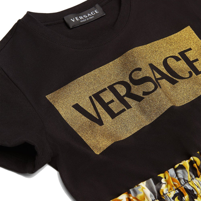 Shop Versace Girls Barocco Logo Dress Black