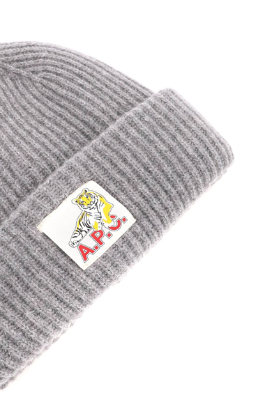 Shop Apc A.p.c. Chinese New Year Wool Beanie Hat In Grey