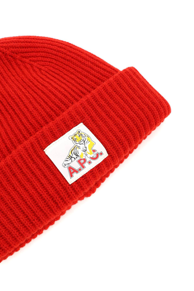 Shop Apc A.p.c. Chinese New Year Wool Beanie Hat In Red