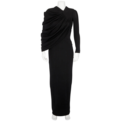 Shop Burberry Black Asymmetric Draped Maxi Gown