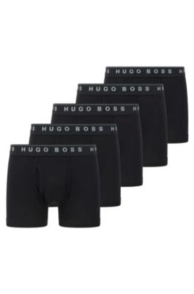 Shop Hugo Boss Five-pack Of Logo-waistband Boxer Briefs In Black